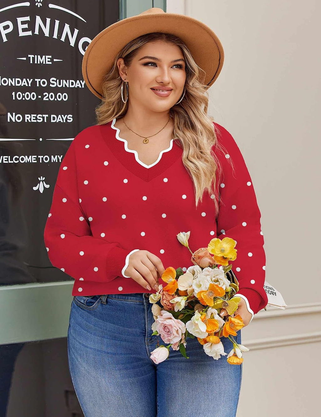 Womens Plus Size Sweaters Long Sleeve Pullover Tops