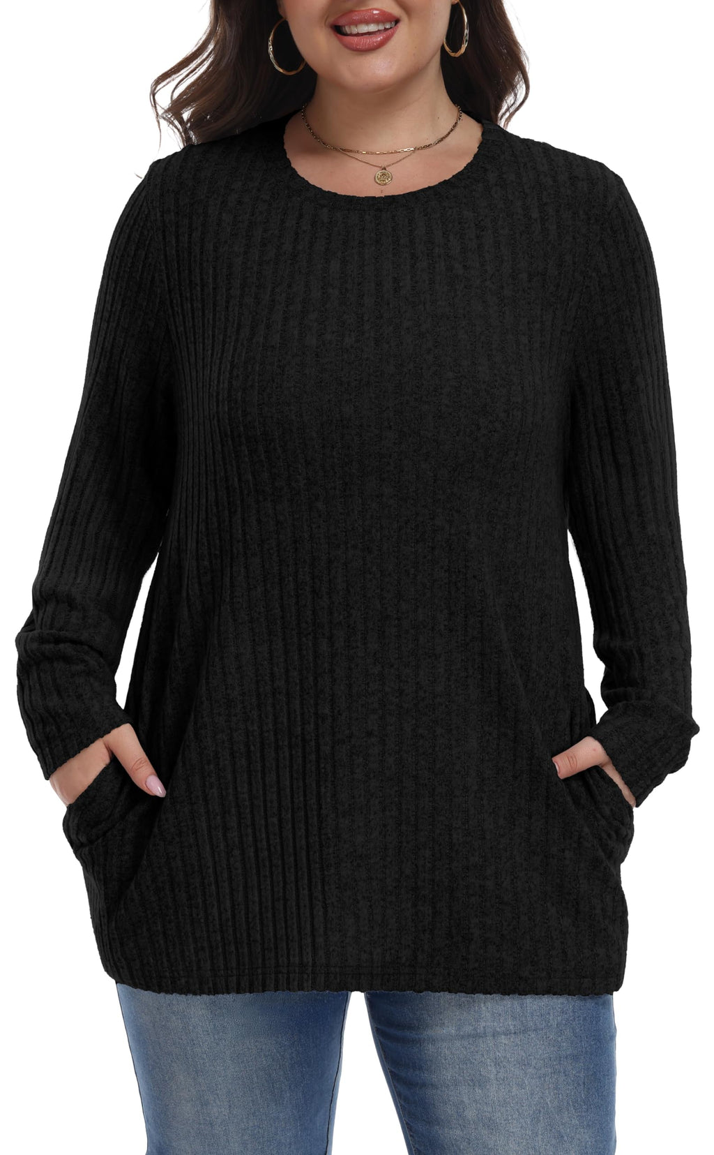 Womens Plus Size Sweater Tunic Casual Lightweight Top Fall Fashion