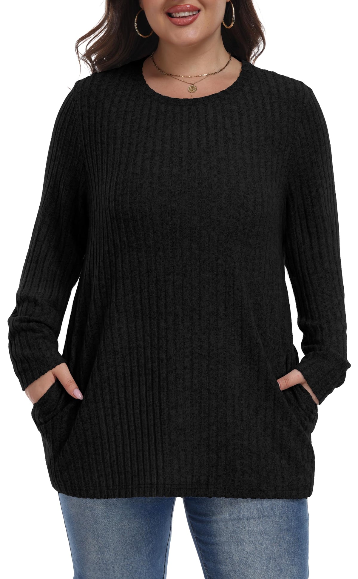 Womens Plus Size Sweater Tunic Casual Lightweight Top Fall Fashion