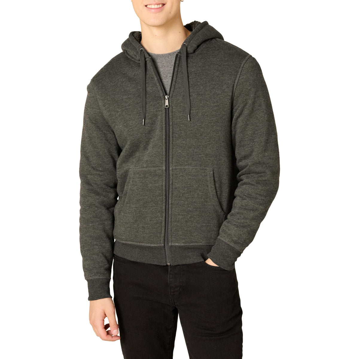 Men's Sherpa-Lined Full-Zip Fleece Hoodie Sweatshirt