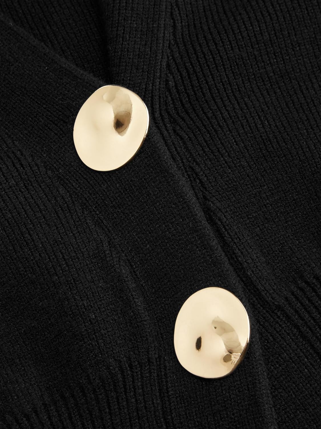 Sweater for Women Knitted Long Sleeve V Neck Trendy Open Front Sweaters with Gold Buttons