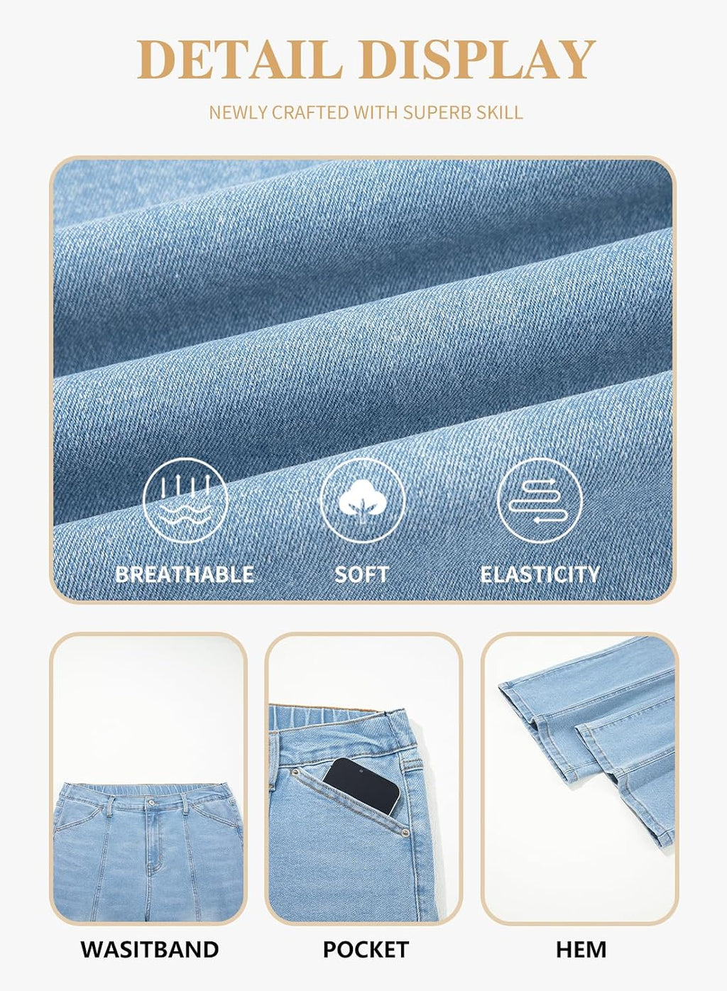 Plus Size Wide Leg Jeans High Waisted Stretchy Denim Pants