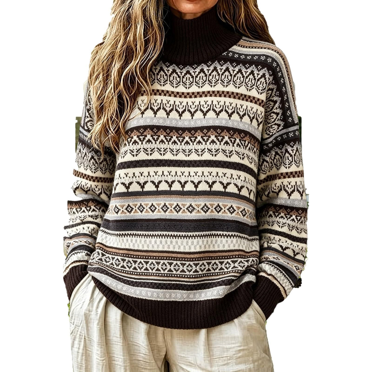 Sweater Women Oversized Turtle Neck Long Sleeve