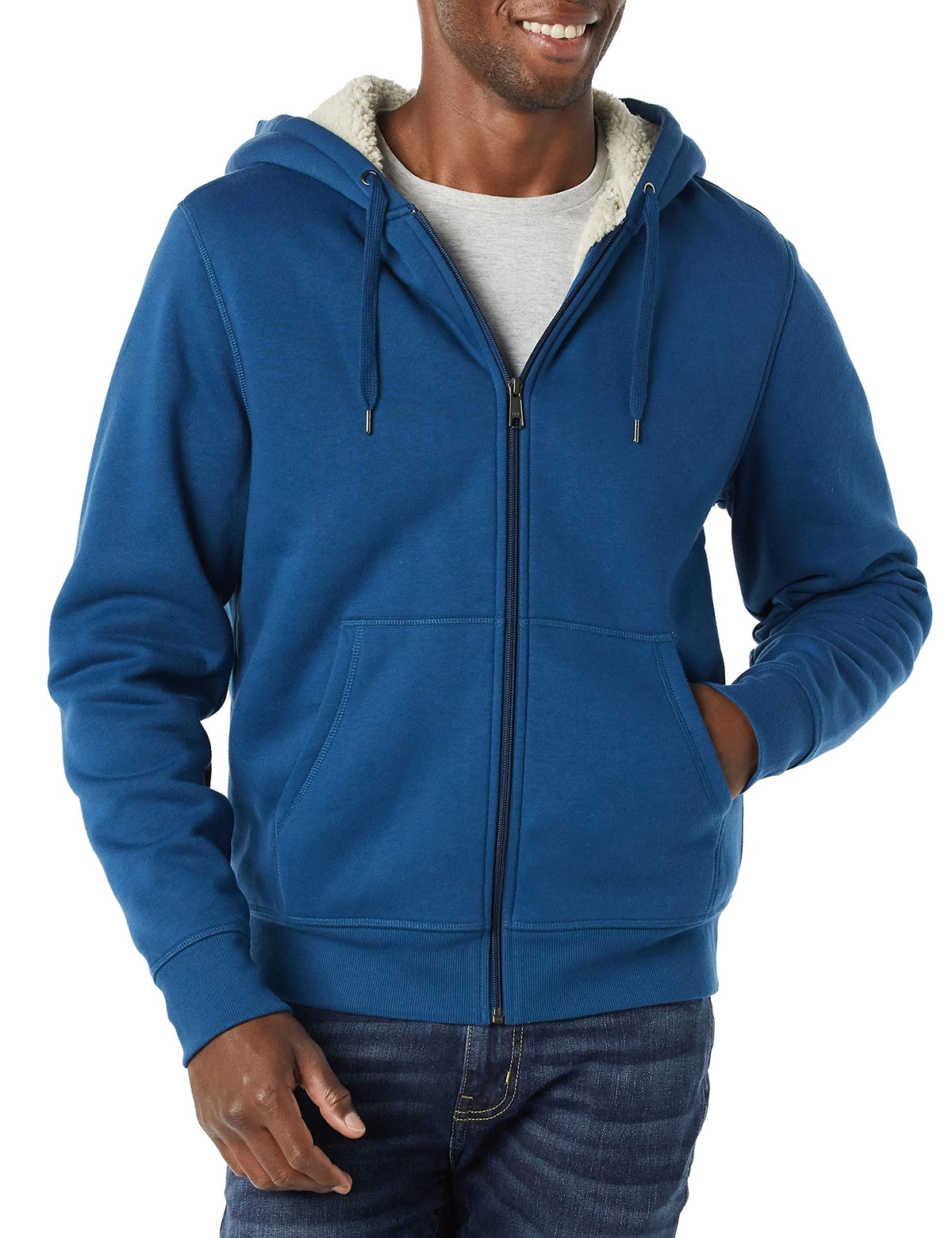 Men's Sherpa-Lined Full-Zip Fleece Hoodie Sweatshirt