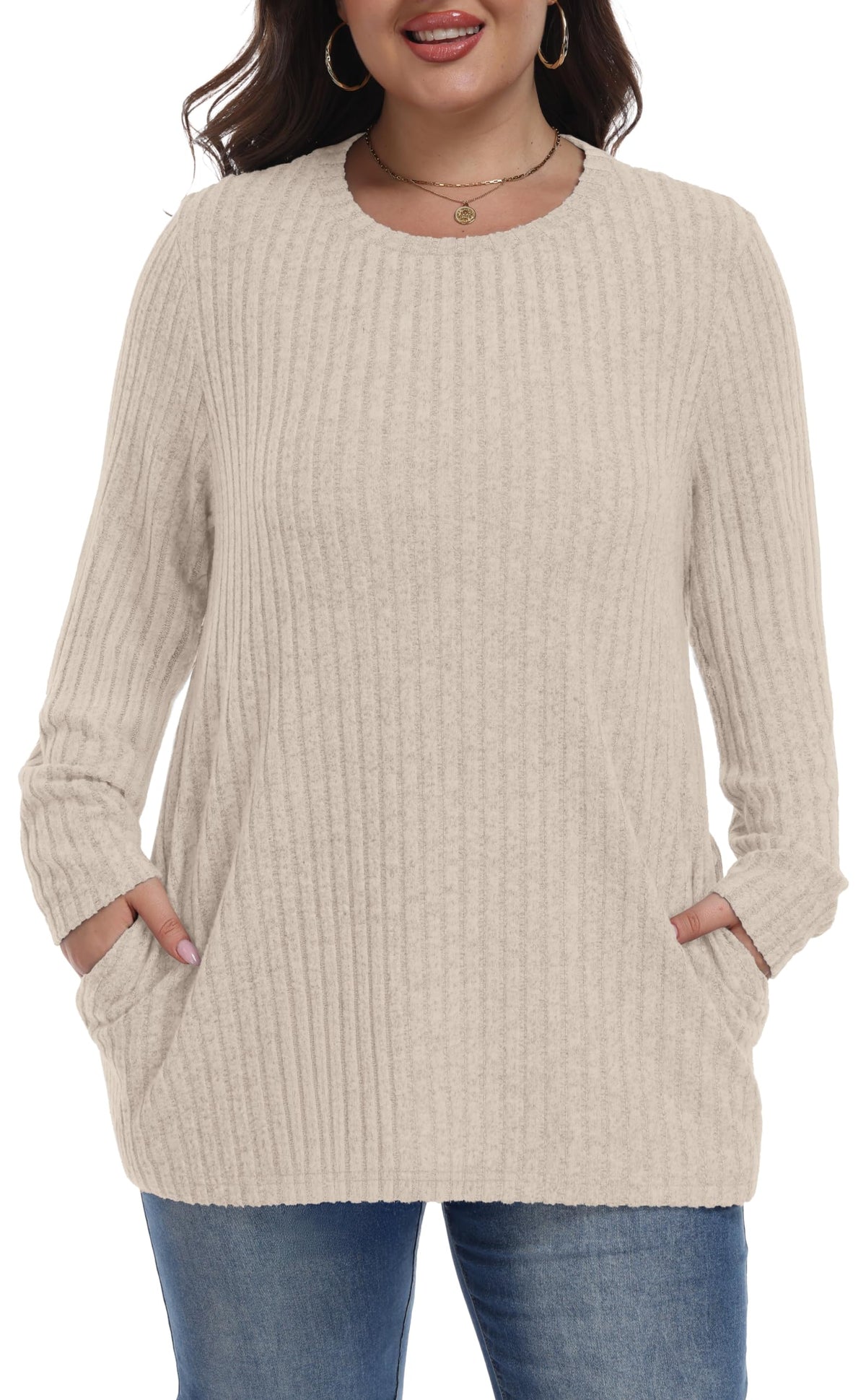 Womens Plus Size Sweater Tunic Casual Lightweight Top Fall Fashion