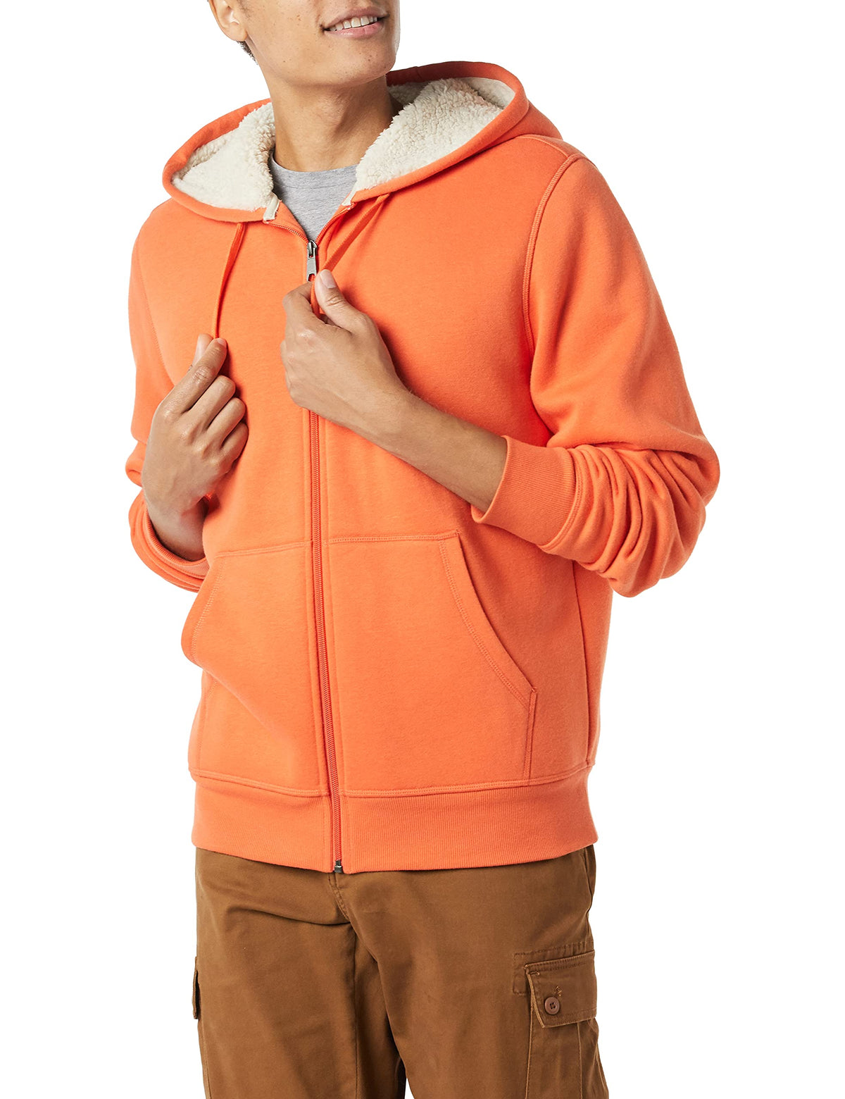 Men's Sherpa-Lined Full-Zip Fleece Hoodie Sweatshirt