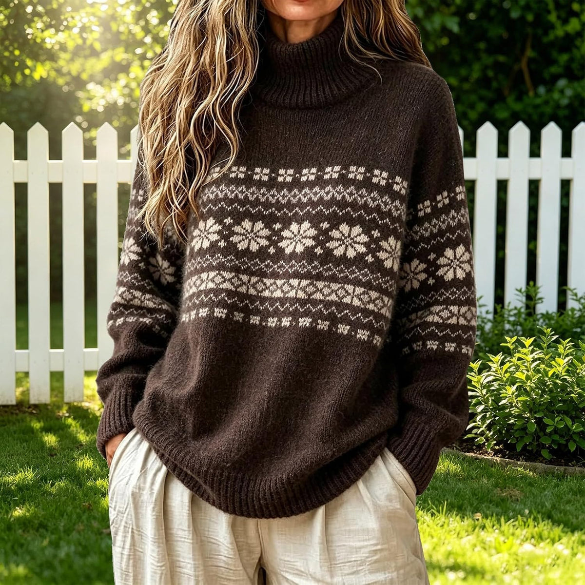 Sweater Women Oversized Turtle Neck Long Sleeve
