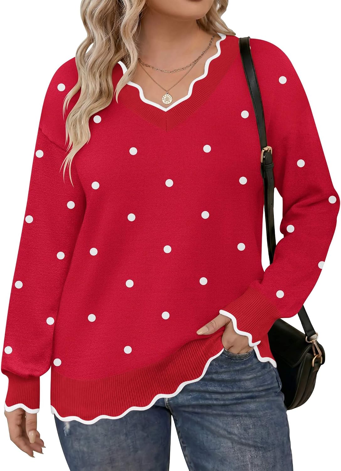 Womens Plus Size Sweaters Long Sleeve Pullover Tops