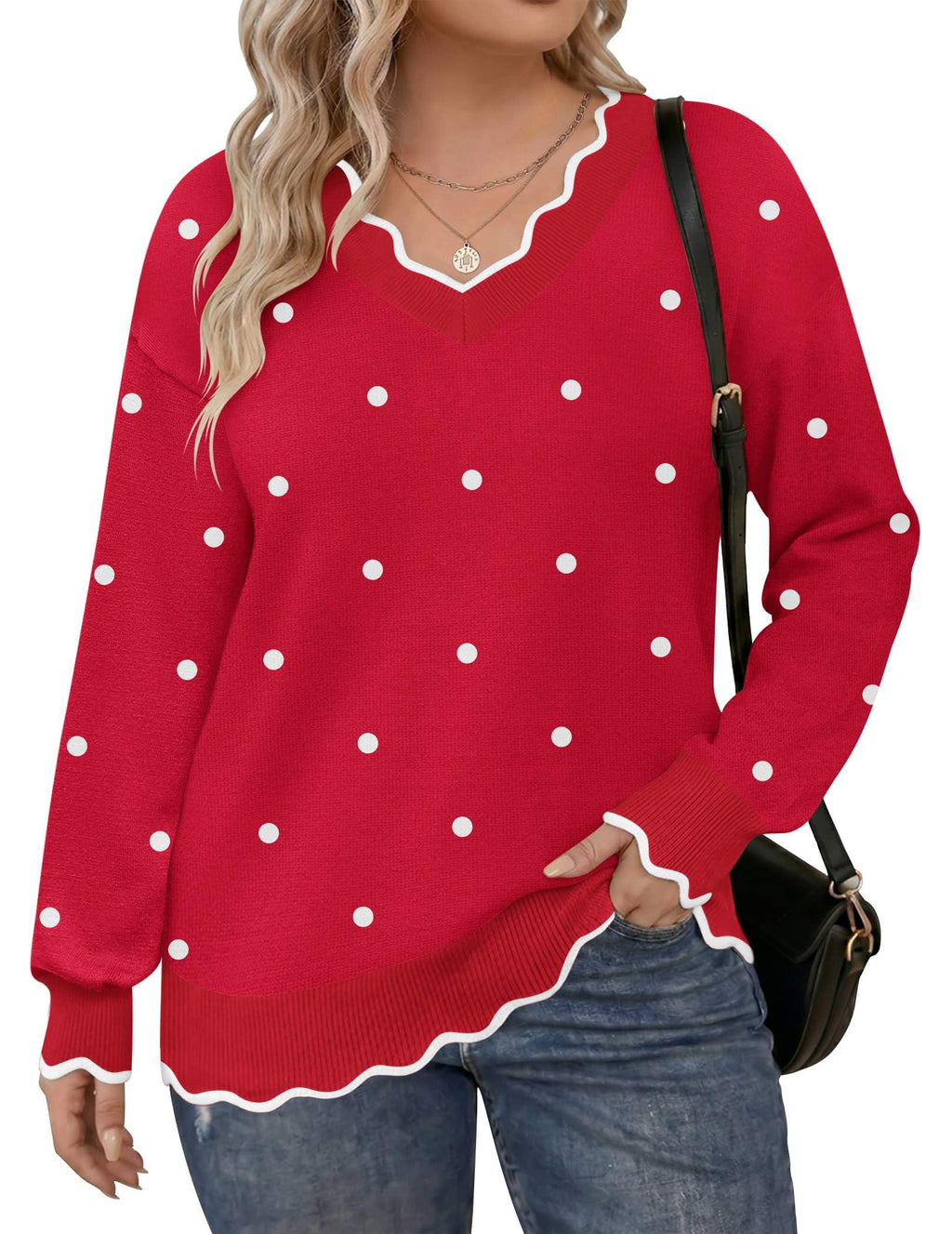 Womens Plus Size Sweaters Long Sleeve Pullover Tops