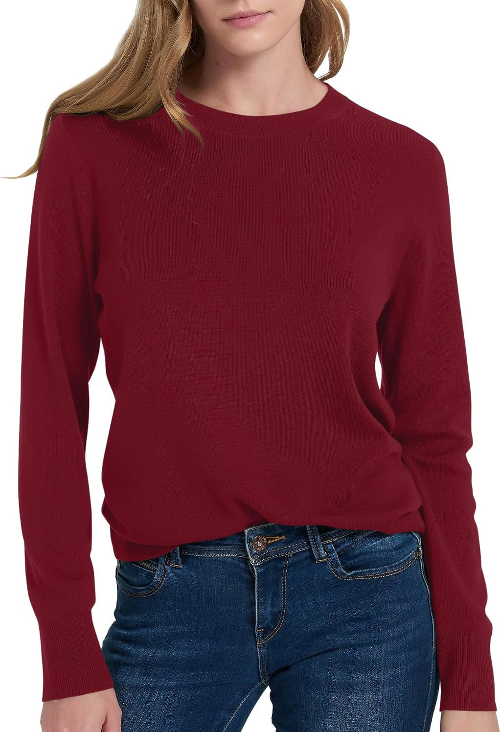 Women's 100% Merino Wool Sweaters Long Sleeve Crewneck Fall Sweater