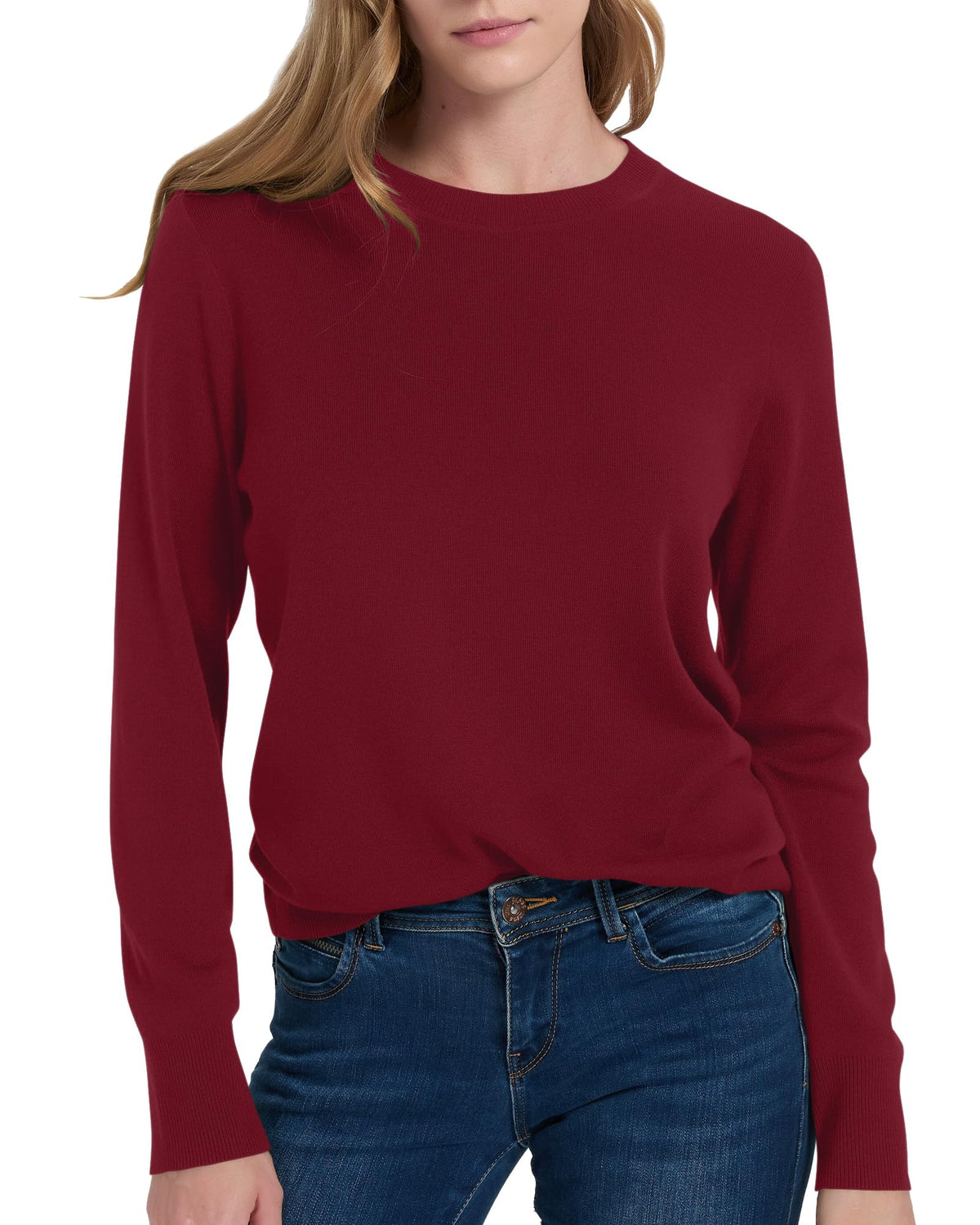 Women's 100% Merino Wool Sweaters Long Sleeve Crewneck Fall Sweater