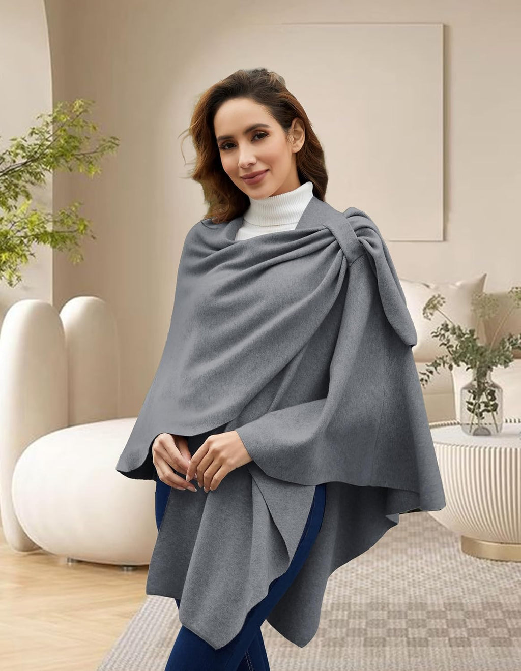 Cross Front Poncho Shawl Wrap Elegant Wedding Formal