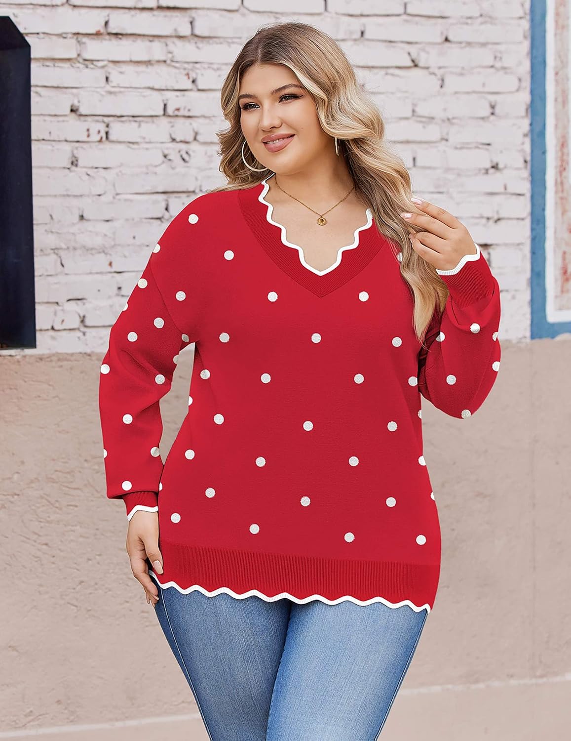 Womens Plus Size Sweaters Long Sleeve Pullover Tops
