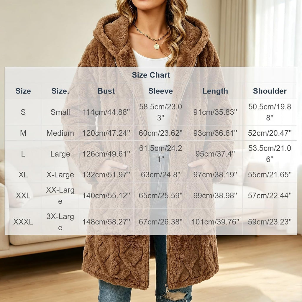 Womens Sherpa Fleece Jacket Oversized Warm Textured Hoodie Coats