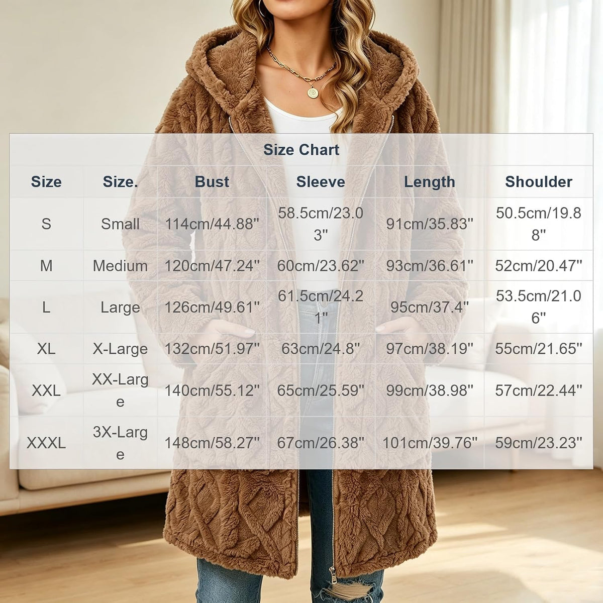 Womens Sherpa Fleece Jacket Oversized Warm Textured Hoodie Coats