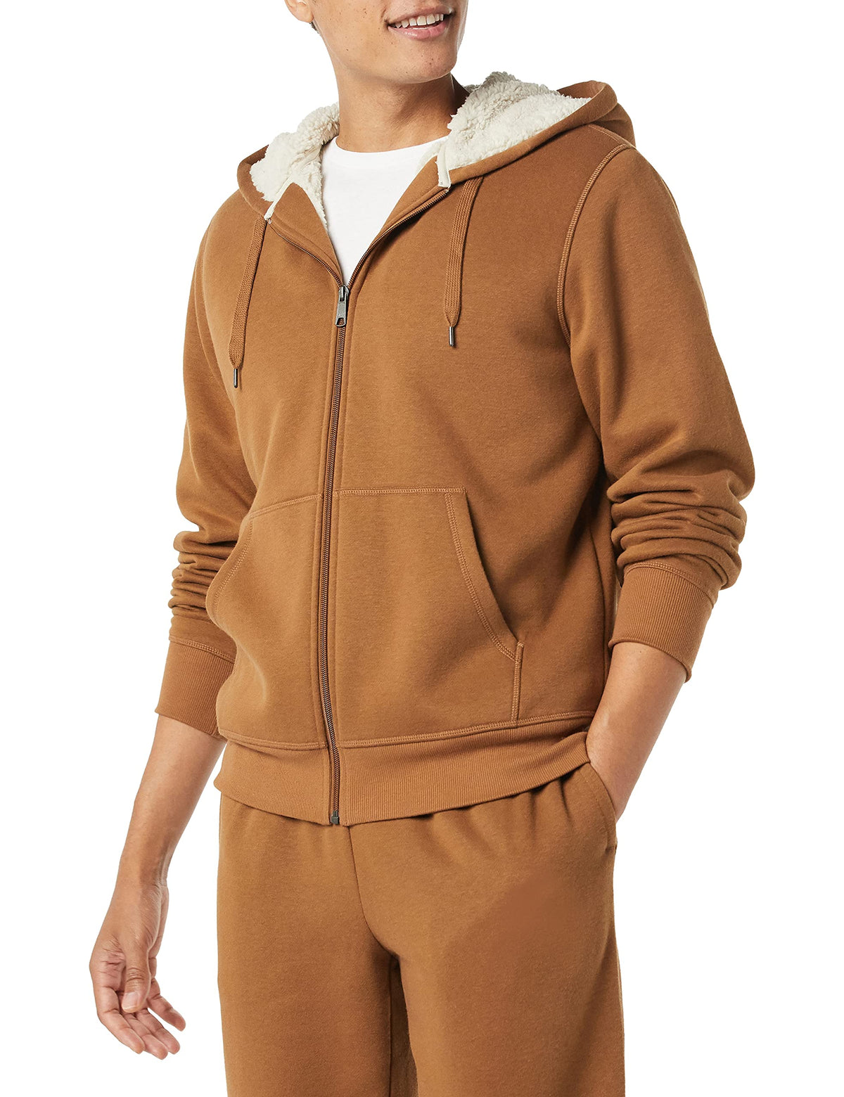 Men's Sherpa-Lined Full-Zip Fleece Hoodie Sweatshirt