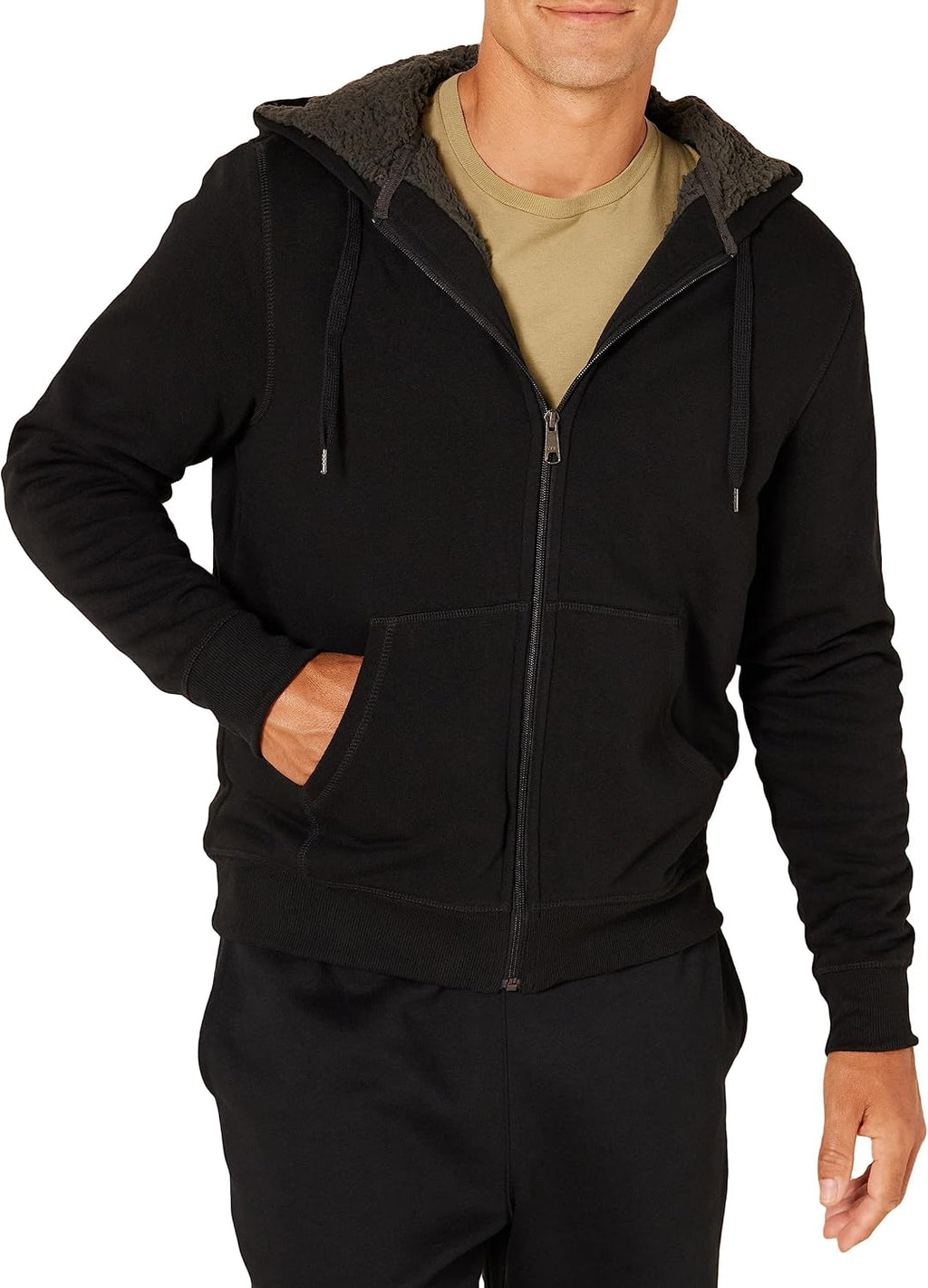Men's Sherpa-Lined Full-Zip Fleece Hoodie Sweatshirt