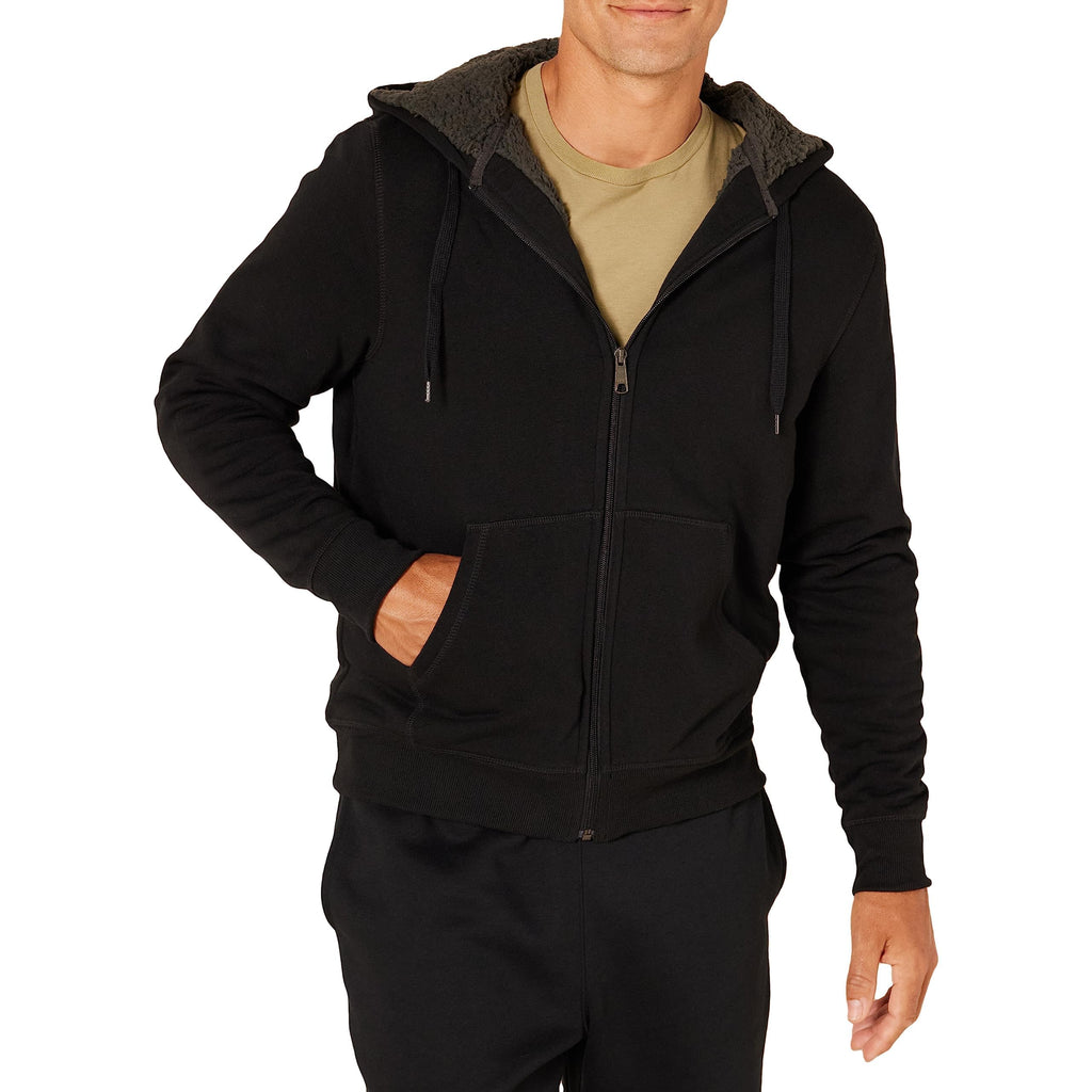 Men's Sherpa-Lined Full-Zip Fleece Hoodie Sweatshirt