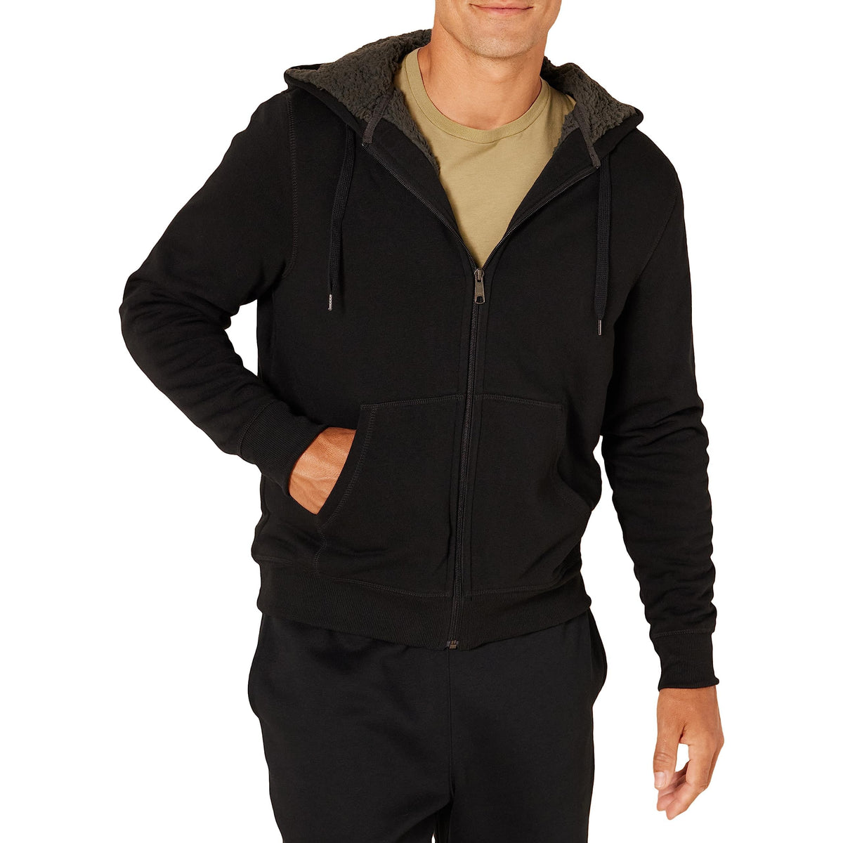 Men's Sherpa-Lined Full-Zip Fleece Hoodie Sweatshirt