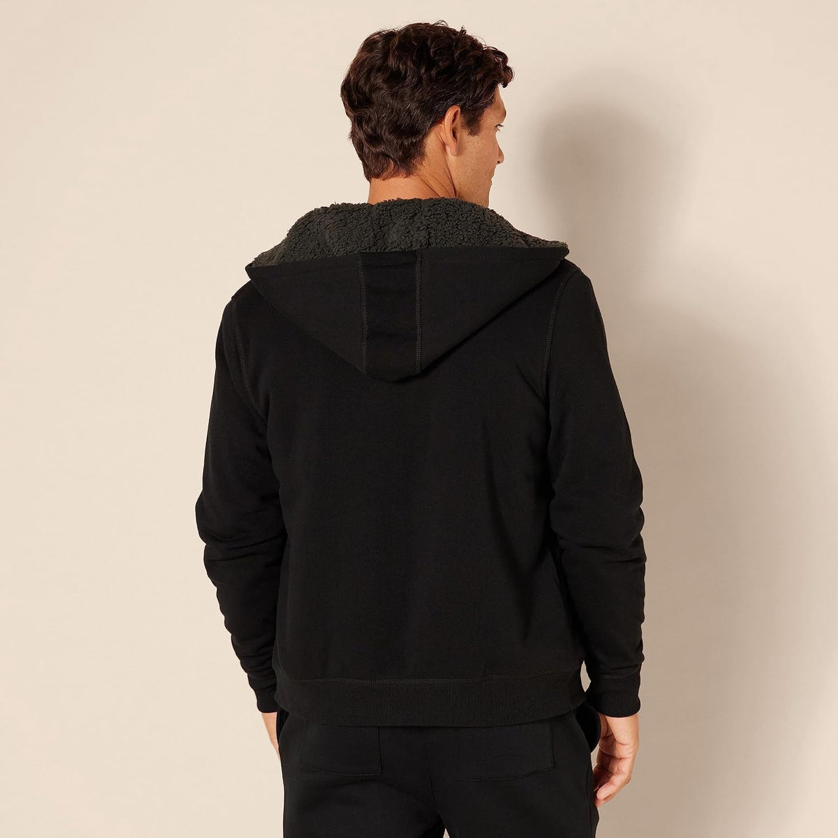 Men's Sherpa-Lined Full-Zip Fleece Hoodie Sweatshirt