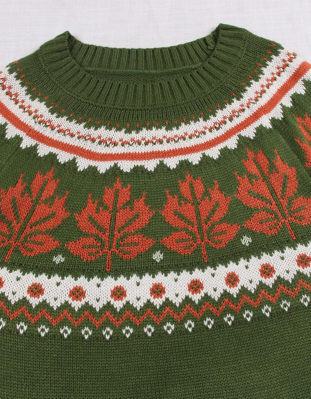 Womens Knit Leaf Sweaters Long Sleeve Crew Neck