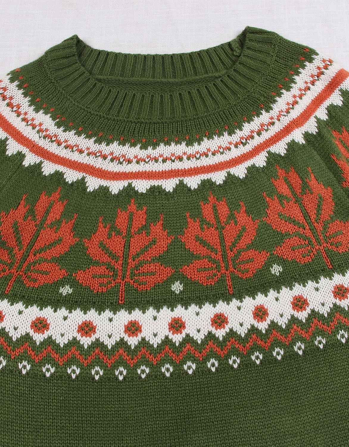Womens Knit Leaf Sweaters Long Sleeve Crew Neck
