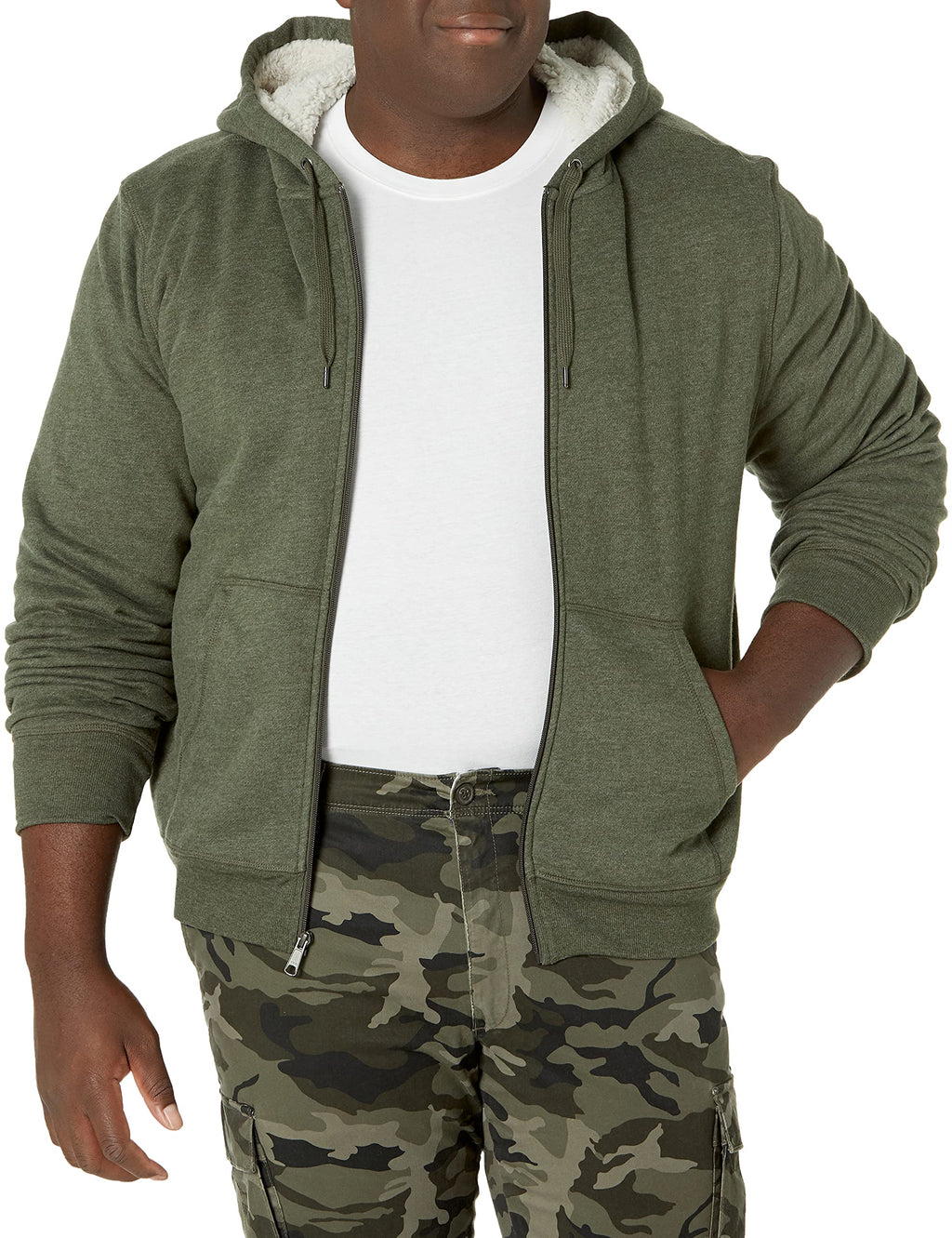 Men's Sherpa-Lined Full-Zip Fleece Hoodie Sweatshirt