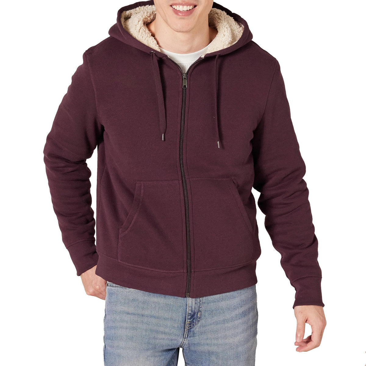 Men's Sherpa-Lined Full-Zip Fleece Hoodie Sweatshirt