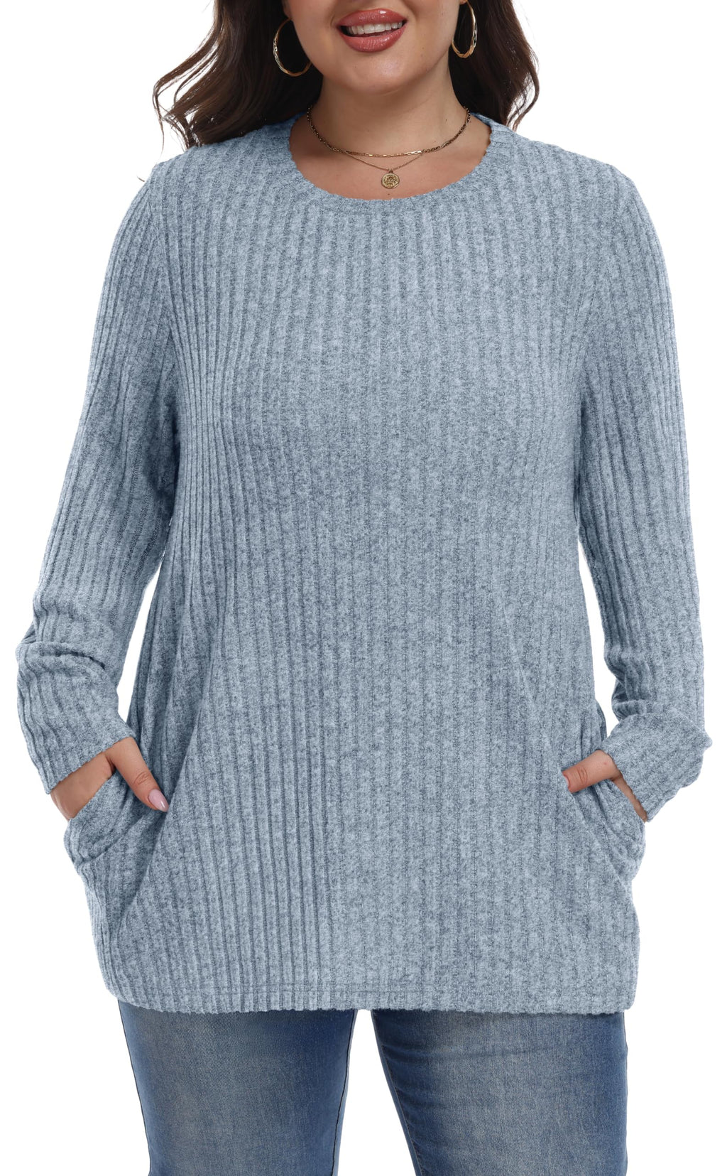 Womens Plus Size Sweater Tunic Casual Lightweight Top Fall Fashion
