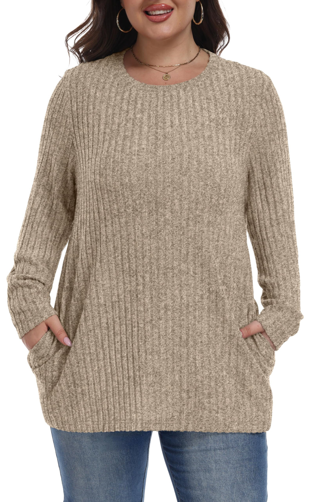 Womens Plus Size Sweater Tunic Casual Lightweight Top Fall Fashion