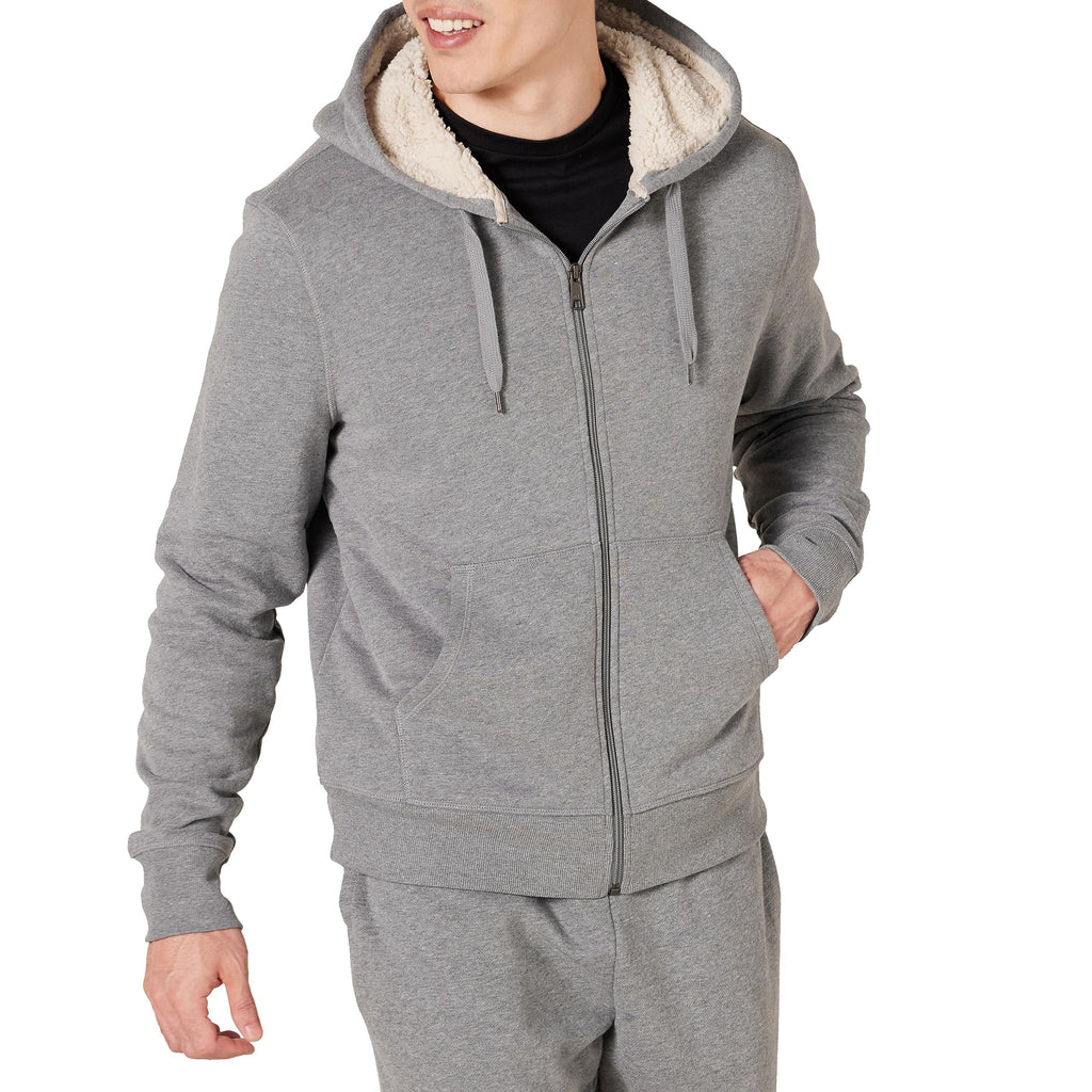 Men's Sherpa-Lined Full-Zip Fleece Hoodie Sweatshirt