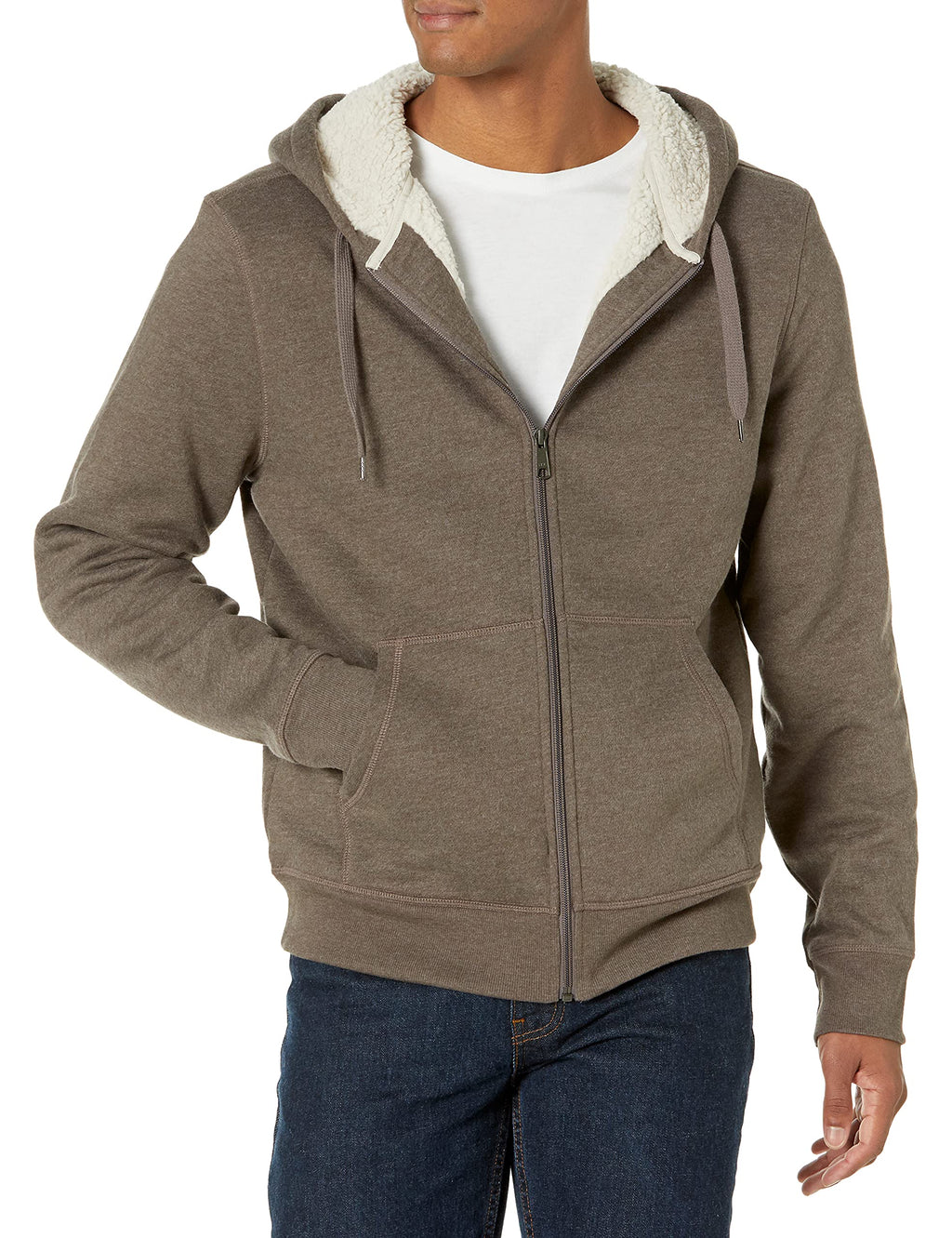 Men's Sherpa-Lined Full-Zip Fleece Hoodie Sweatshirt