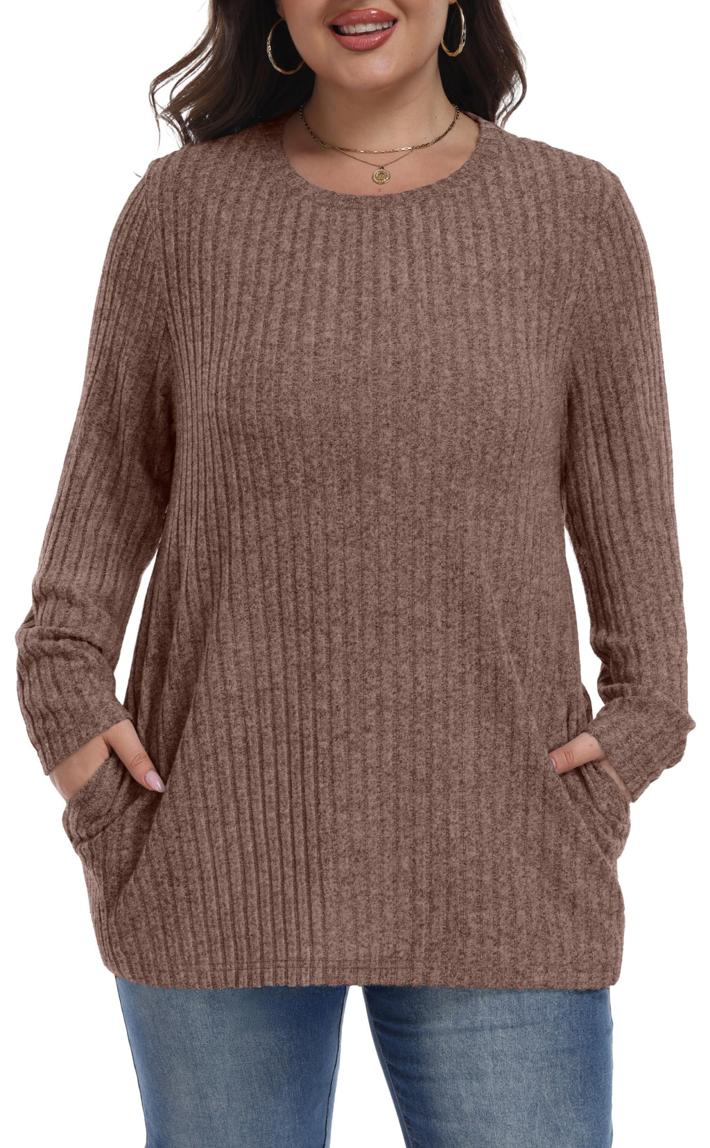 Womens Plus Size Sweater Tunic Casual Lightweight Top Fall Fashion
