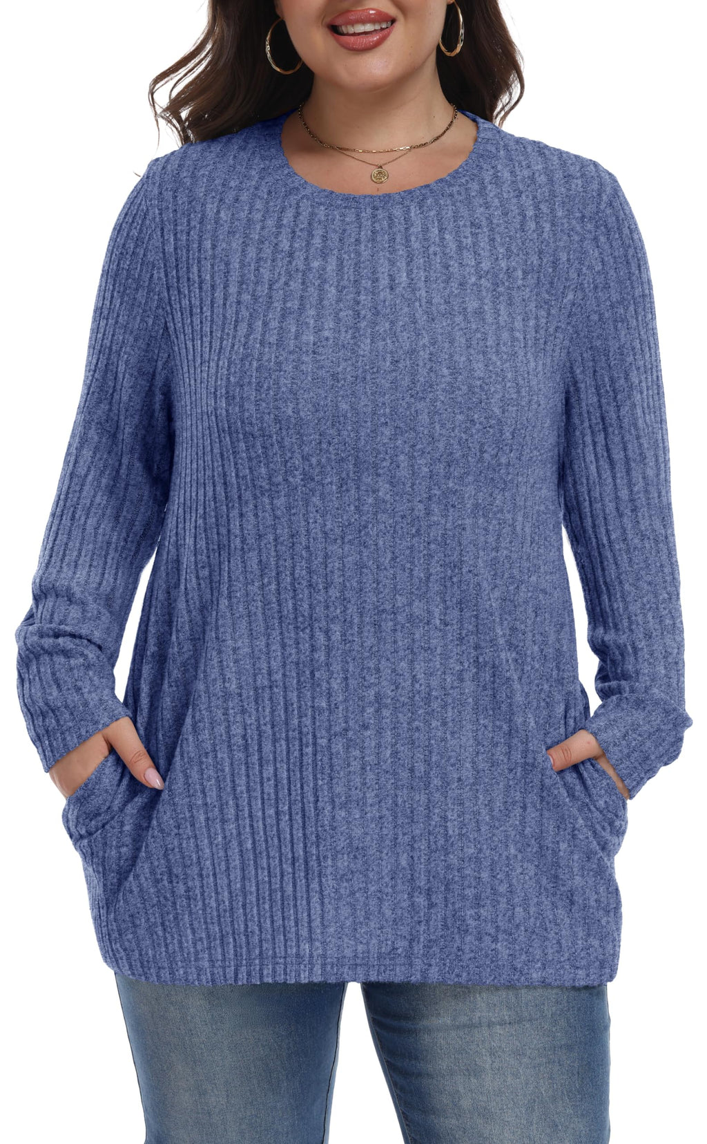 Womens Plus Size Sweater Tunic Casual Lightweight Top Fall Fashion