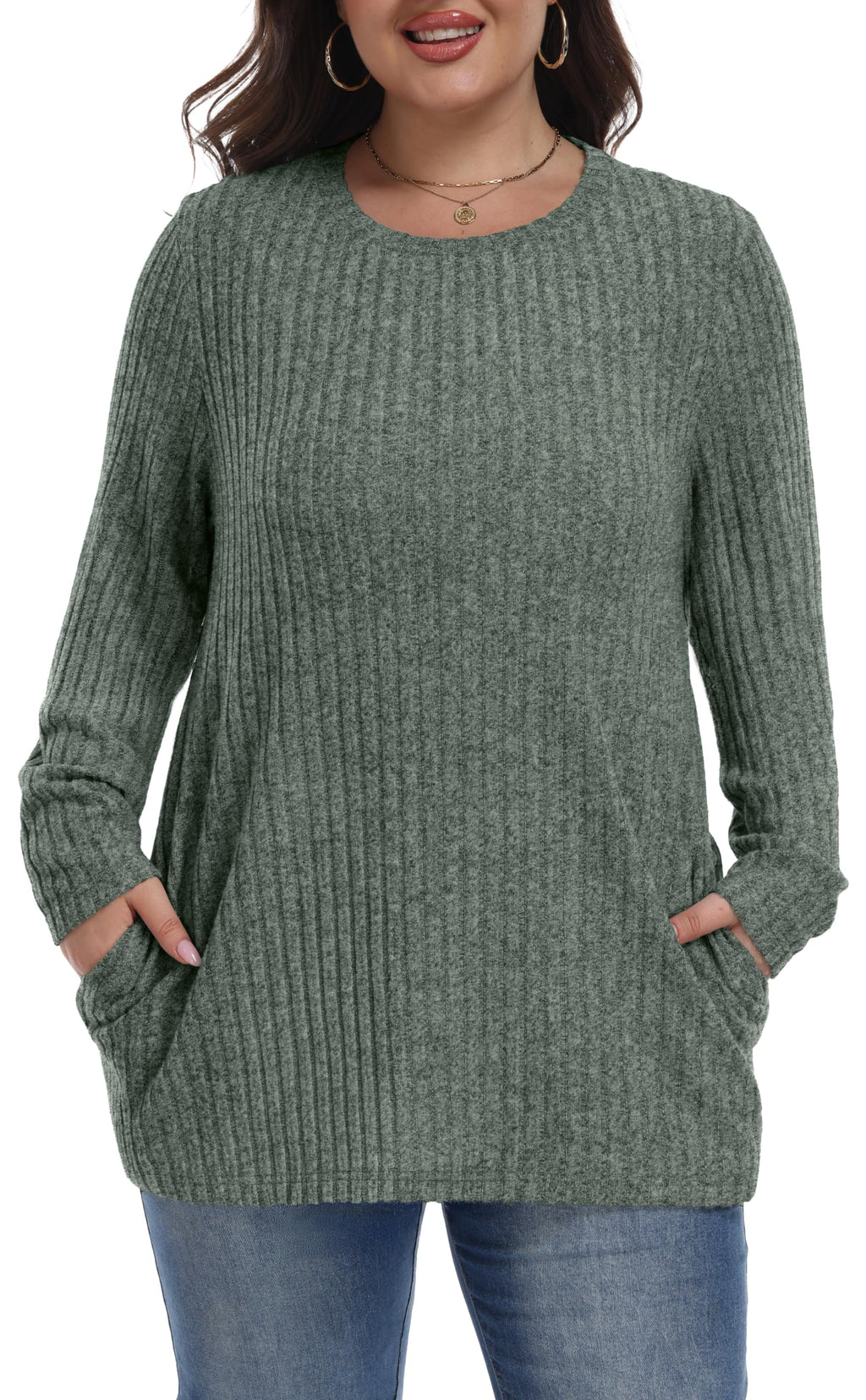 Womens Plus Size Sweater Tunic Casual Lightweight Top Fall Fashion