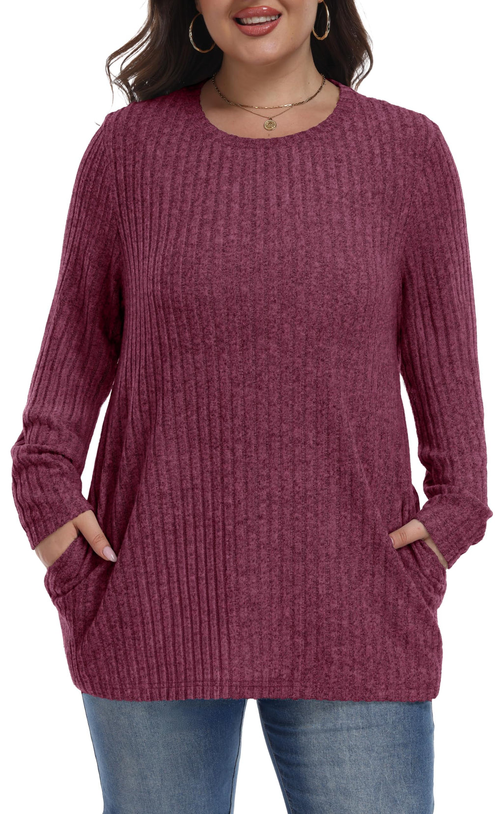 Womens Plus Size Sweater Tunic Casual Lightweight Top Fall Fashion