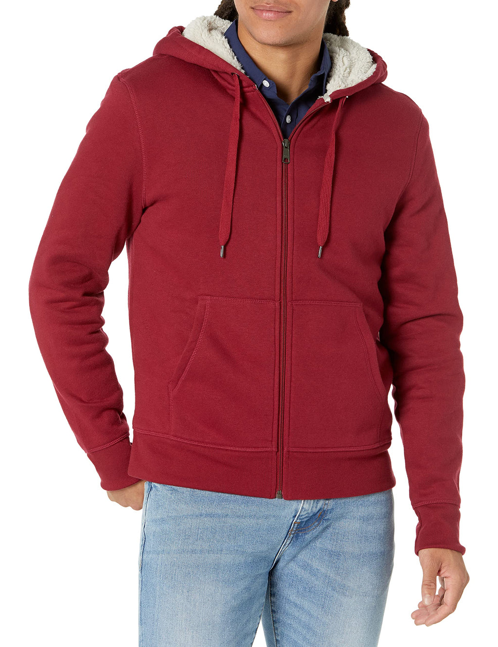 Men's Sherpa-Lined Full-Zip Fleece Hoodie Sweatshirt